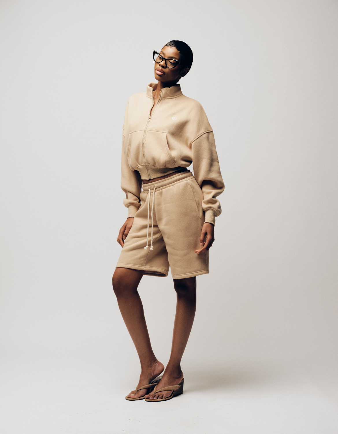 Plush track shorts - Bisque