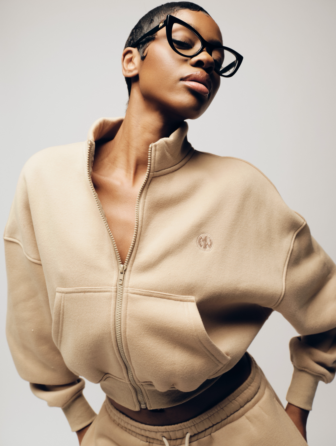 Plush track jacket - Bisque