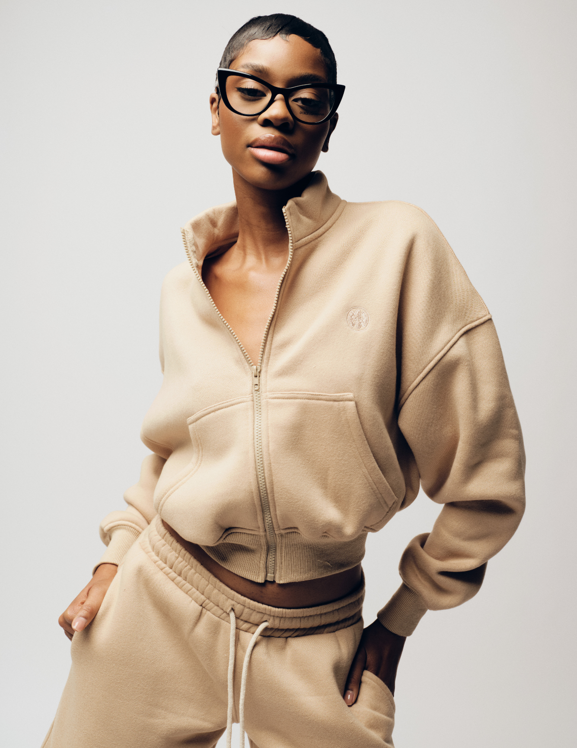 Plush track jacket - Bisque