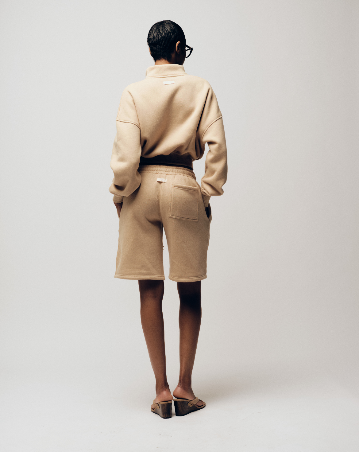 Plush track shorts - Bisque